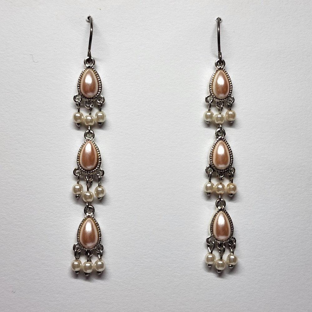 Vintage 1970's Monet Faux Pearl Drop Earrings
